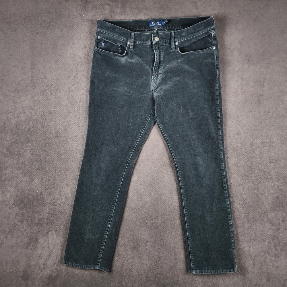 Polo Ralph Lauren Varick Slim Straight Pants Mens 35x30 Gray Corduroy Stretch